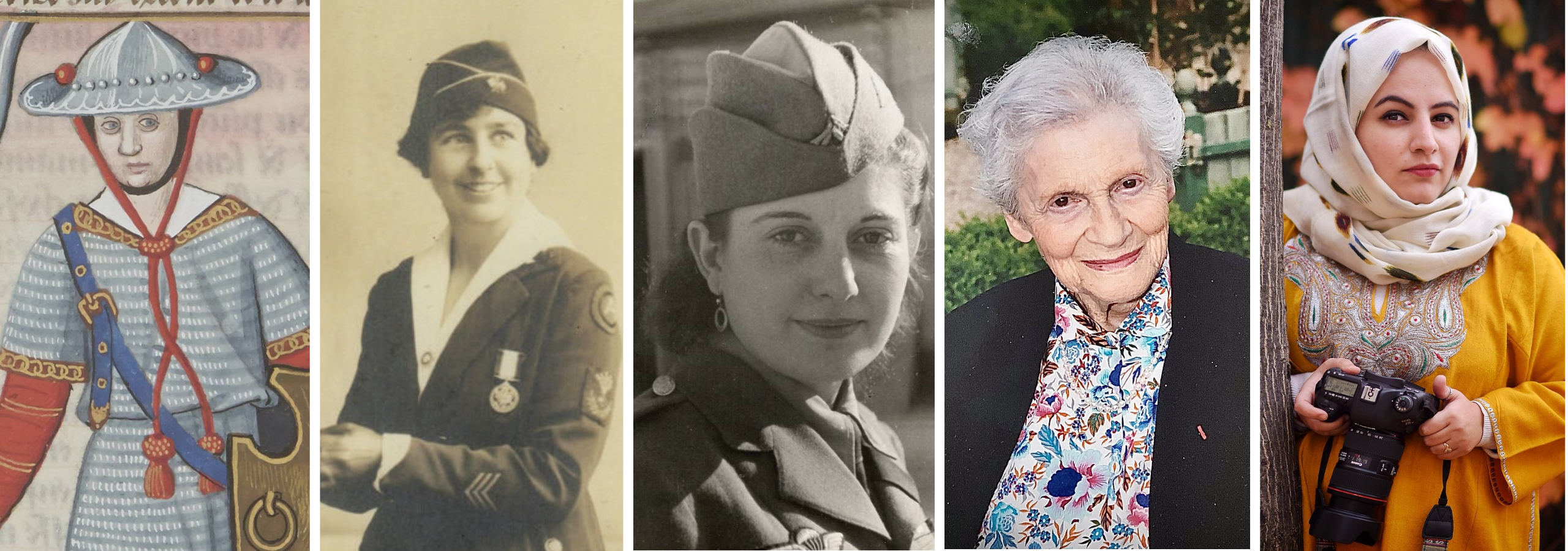 Collage of the campaign women in times of war composed of 5 images included in the articles created